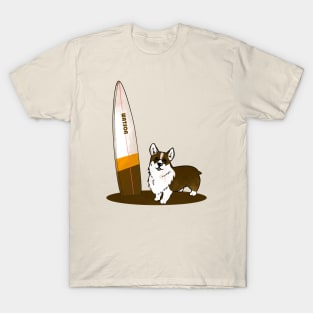 Dark corgi summer surf T-Shirt